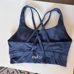 ROACH CO. Blue navy tie dye sports bra EUC xs gym yoga athletic top